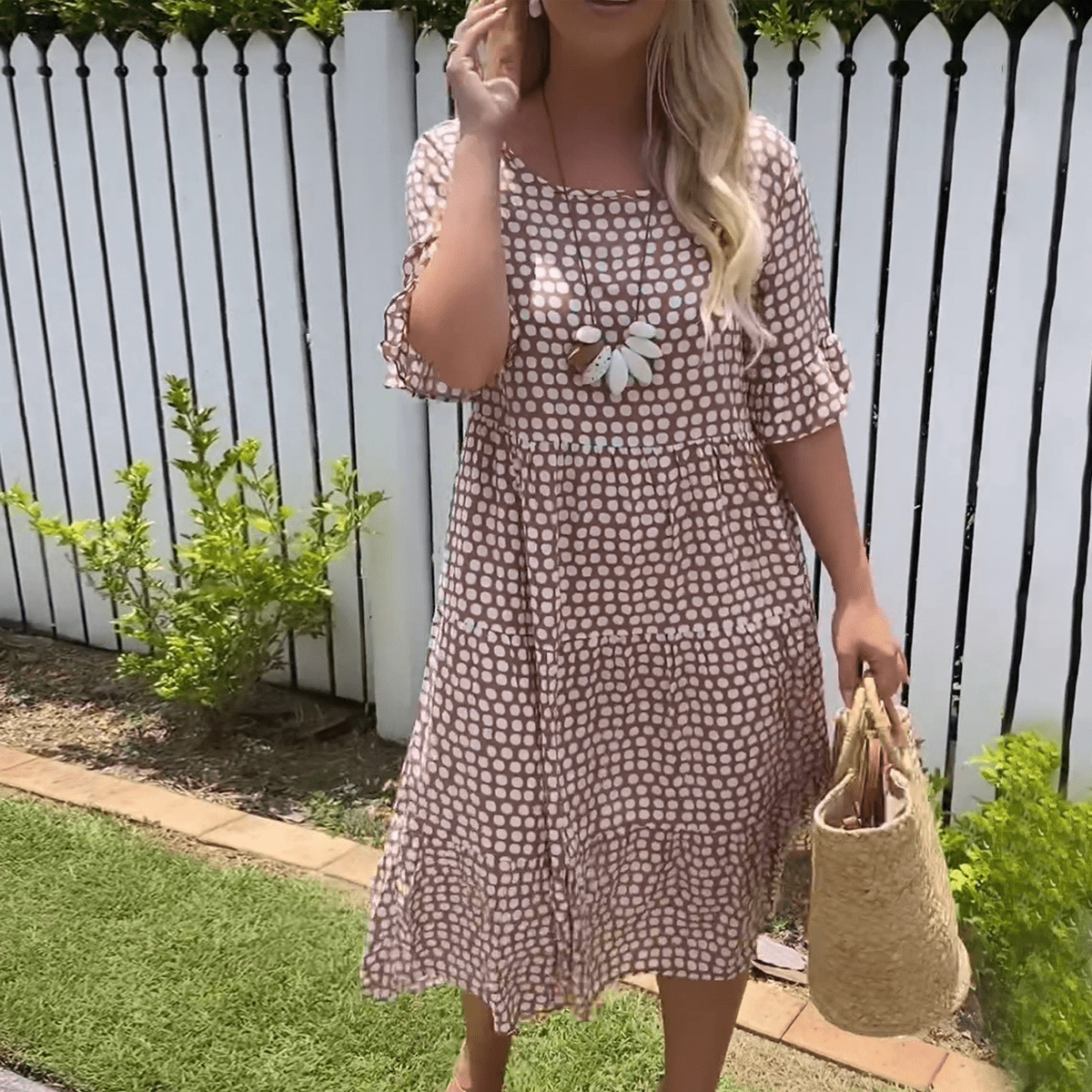 Saskia | Short Sleeve Cotton Linen Midi Dress