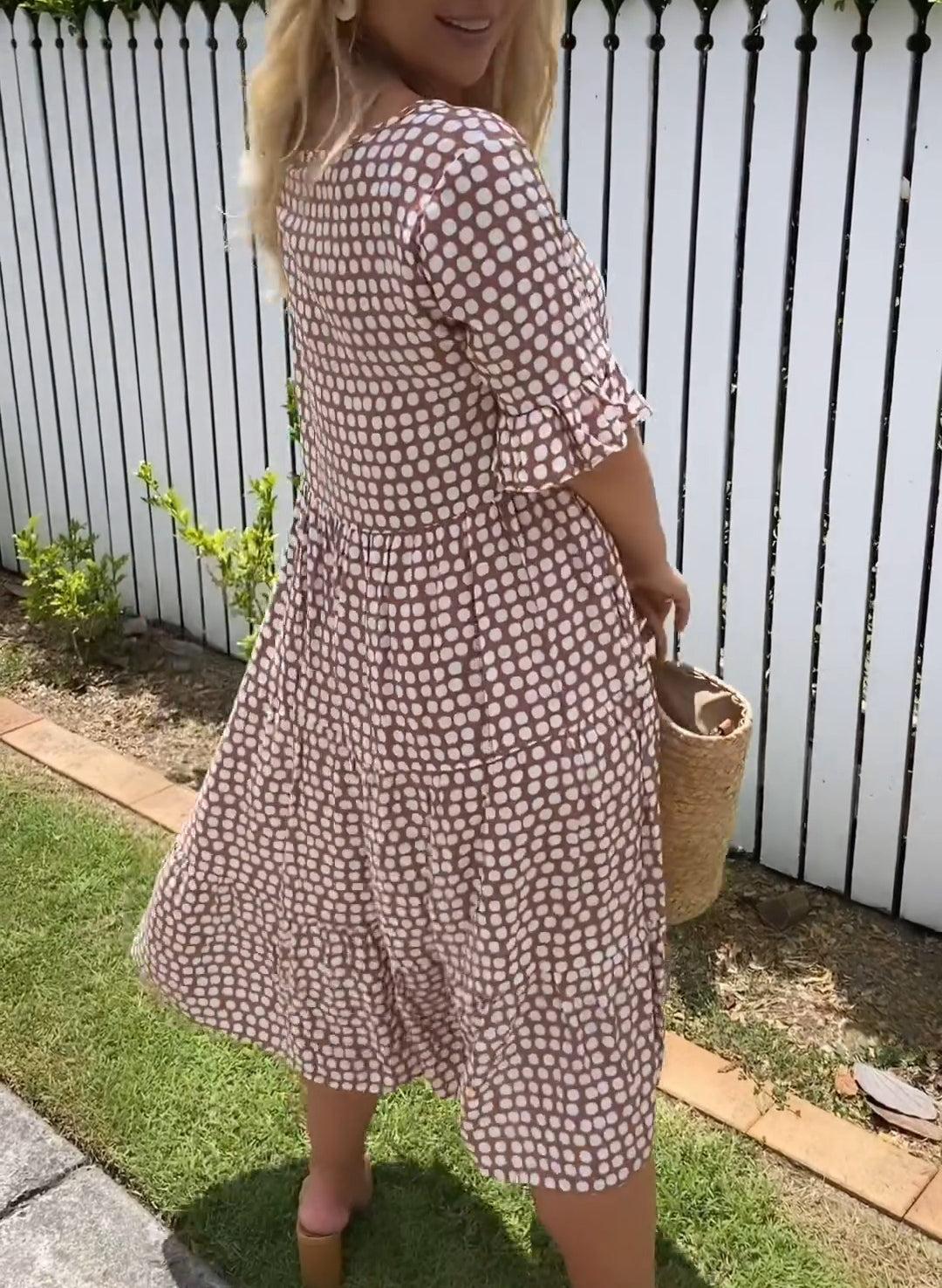 Saskia | Short Sleeve Cotton Linen Midi Dress