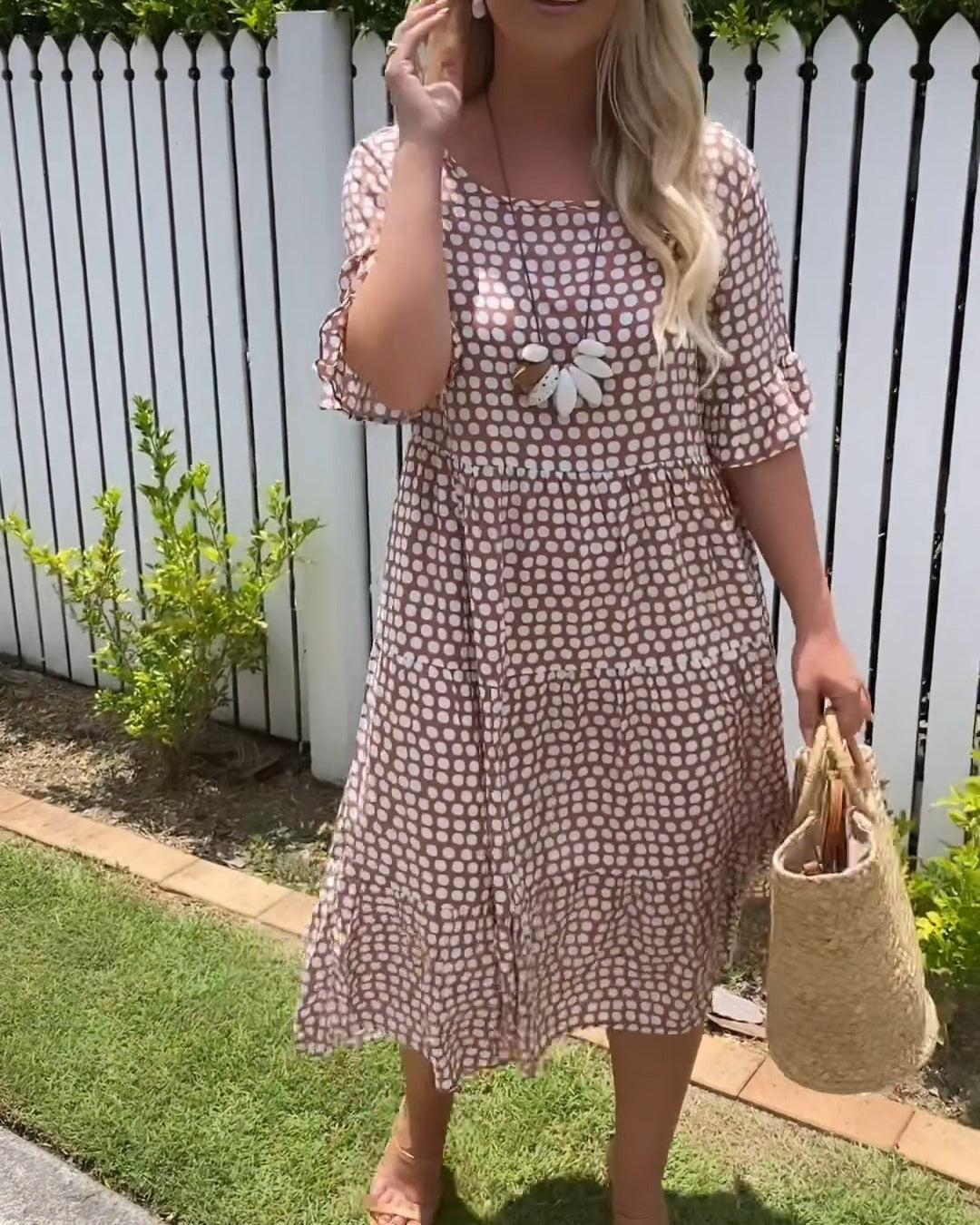Saskia | Short Sleeve Cotton Linen Midi Dress