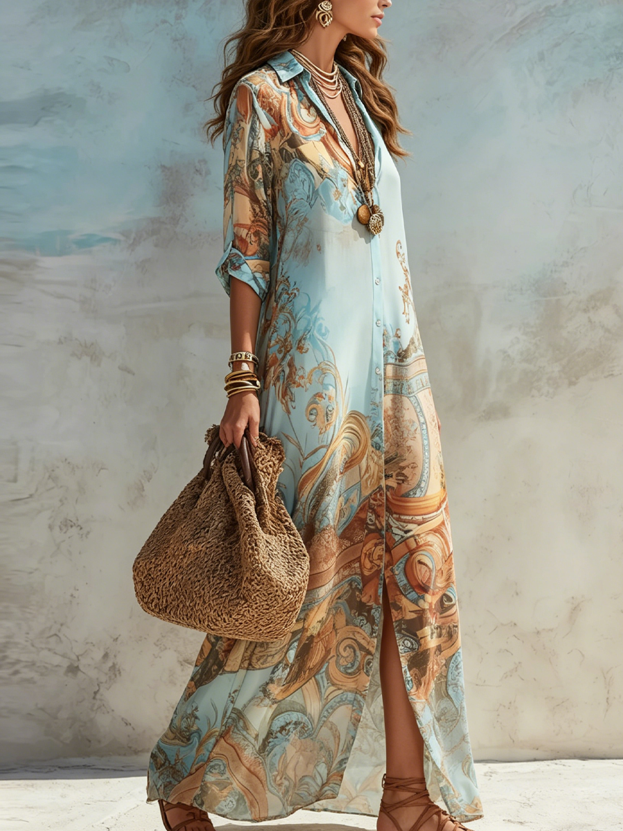 Noria | Printed Chiffon Maxi Dress