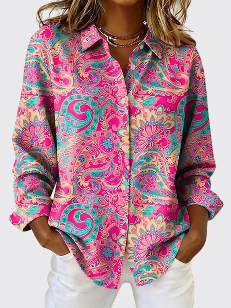 Leonie | Paisley Print Button-Up Blouse