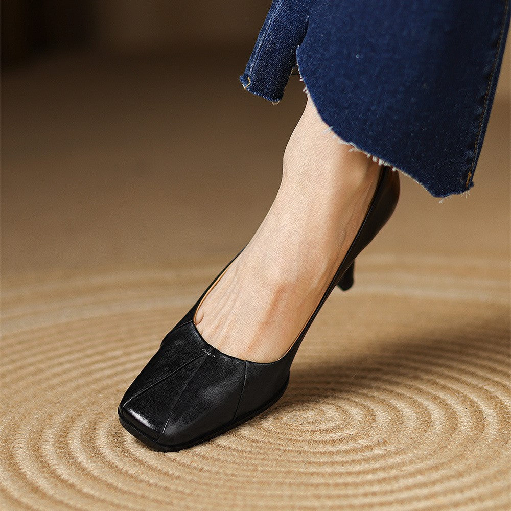 Marisol Leather Square-Toe Pumps