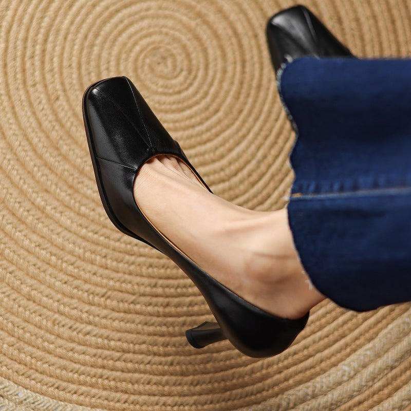 Marisol Leather Square-Toe Pumps