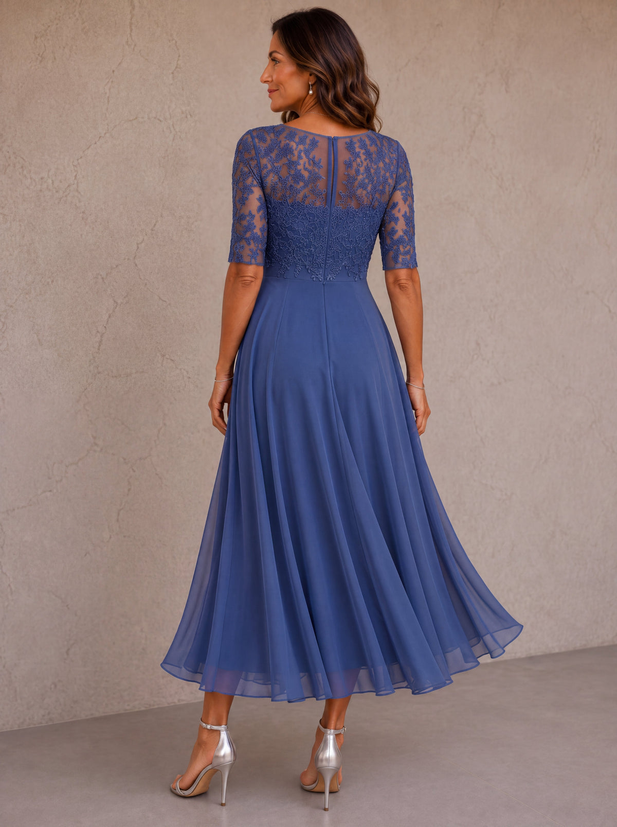 Aurelie | Lace Bodice Chiffon Maxi Dress