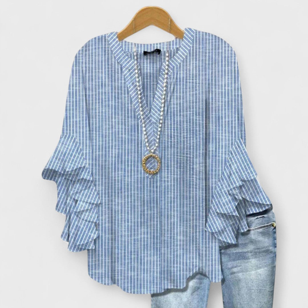 Rosamund | V-Neck Ruffle Sleeve Blouse