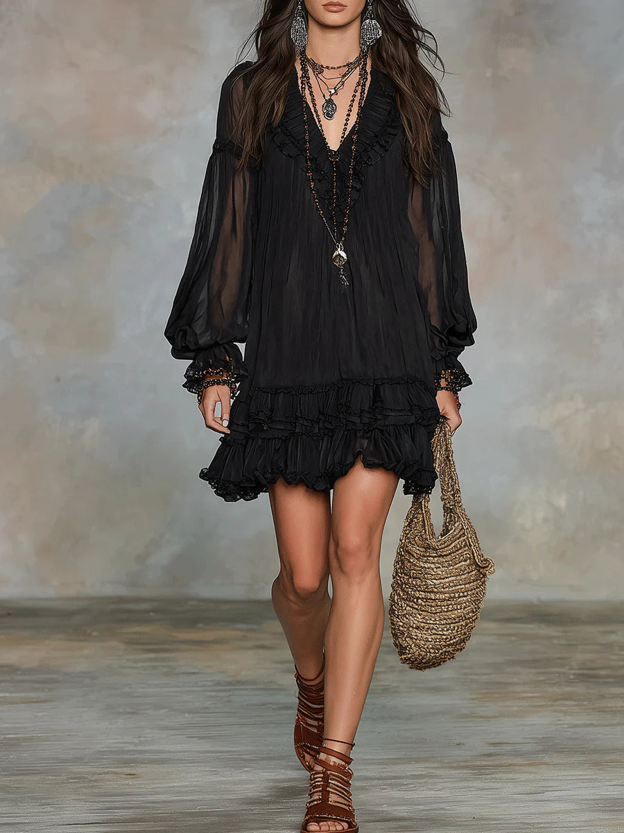 Junie | Ruffle Trim Mini Dress