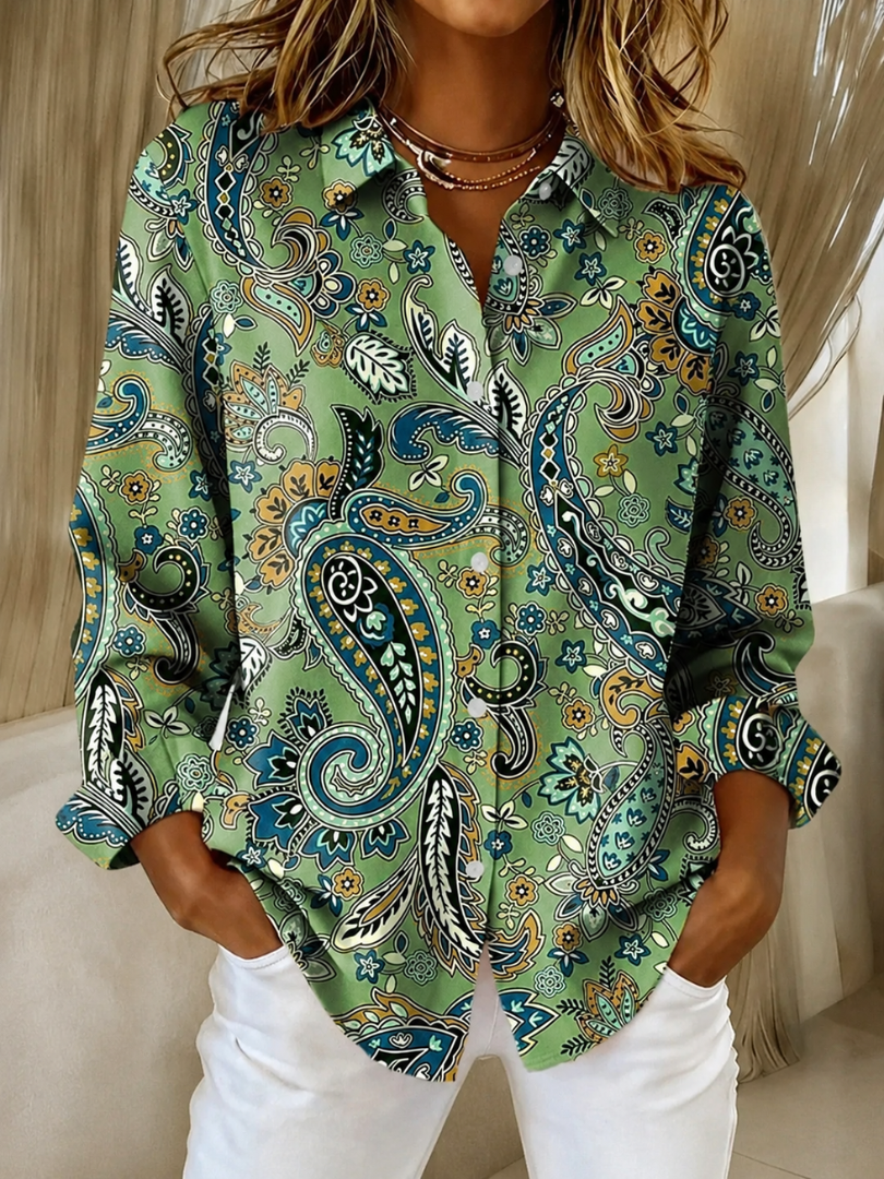 Leonie | Paisley Print Button-Up Blouse