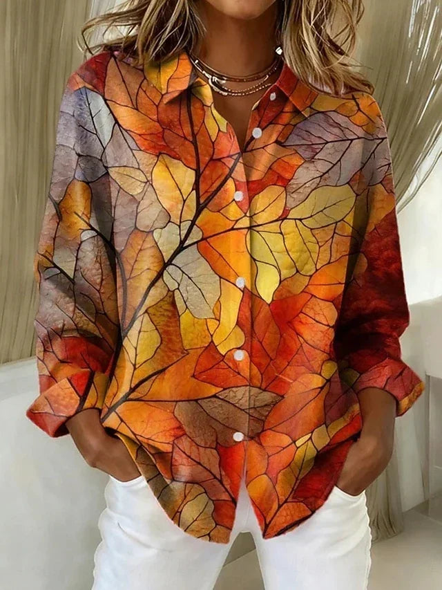 Verity | Vintage Botanical Print Button Blouse