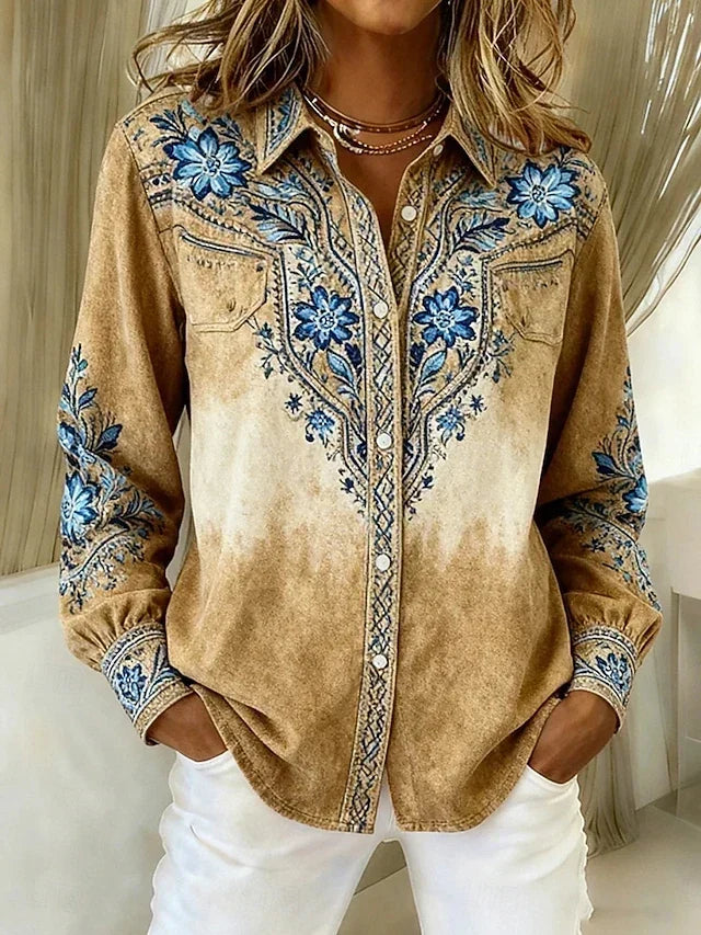 Willa | Vintage Western Floral Button Blouse