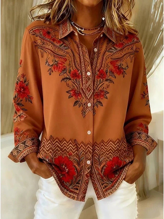 Augusta | Artistic Floral Long Sleeve Blouse