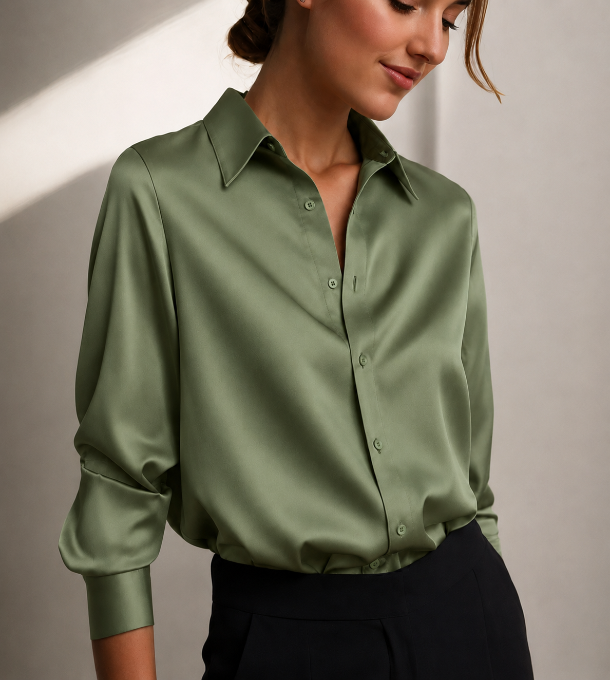 Rosalind | Relaxed Satin Button-Up Shirt
