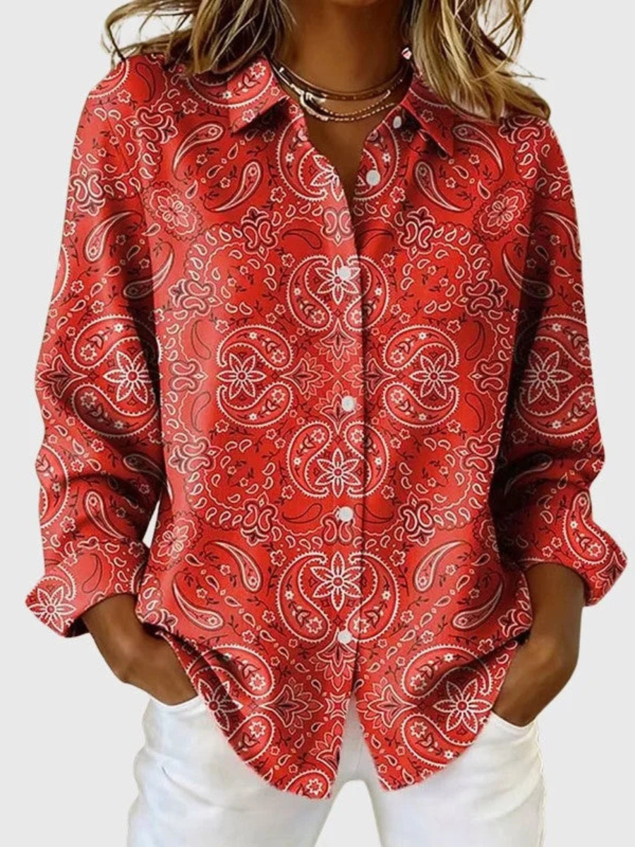 Leonie | Paisley Print Button-Up Blouse