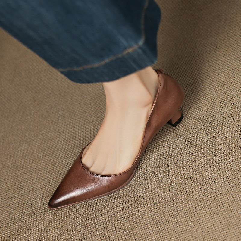 Calenne Leather Kitten Heels
