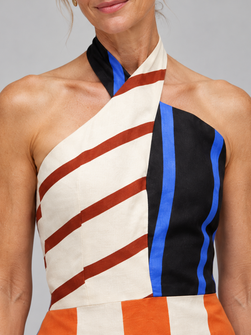 Odessa | Colourblock Halter Mini Dress