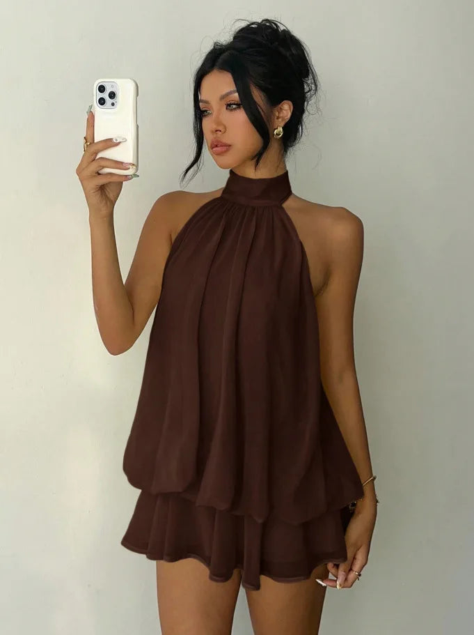 Wren | Backless Halter Tie-Waist Dress