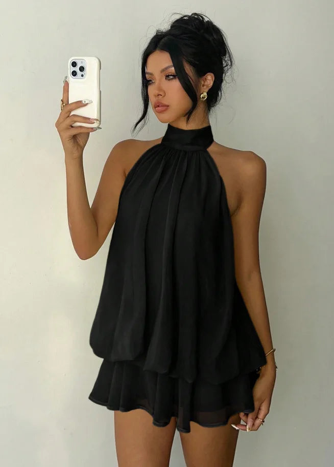 Wren | Backless Halter Tie-Waist Dress