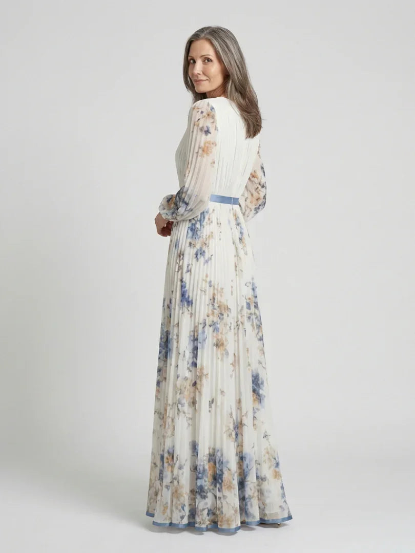 Lavinia | Long Sleeve V Neck Floral Maxi Dress