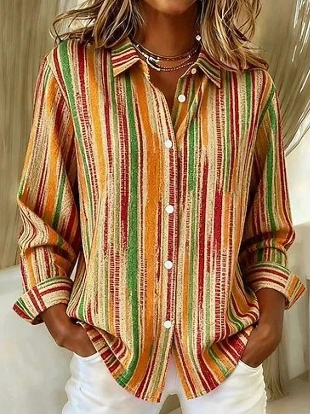 Winifred | Vintage Multicolour Striped Button Blouse