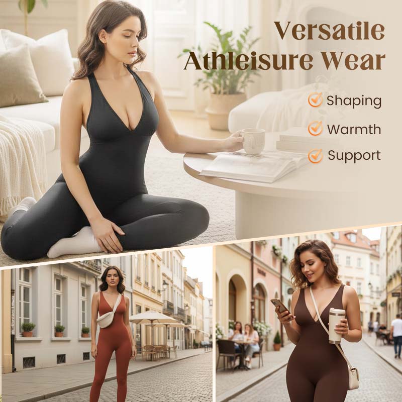 High-Stretch V-Neck Jumpsuit