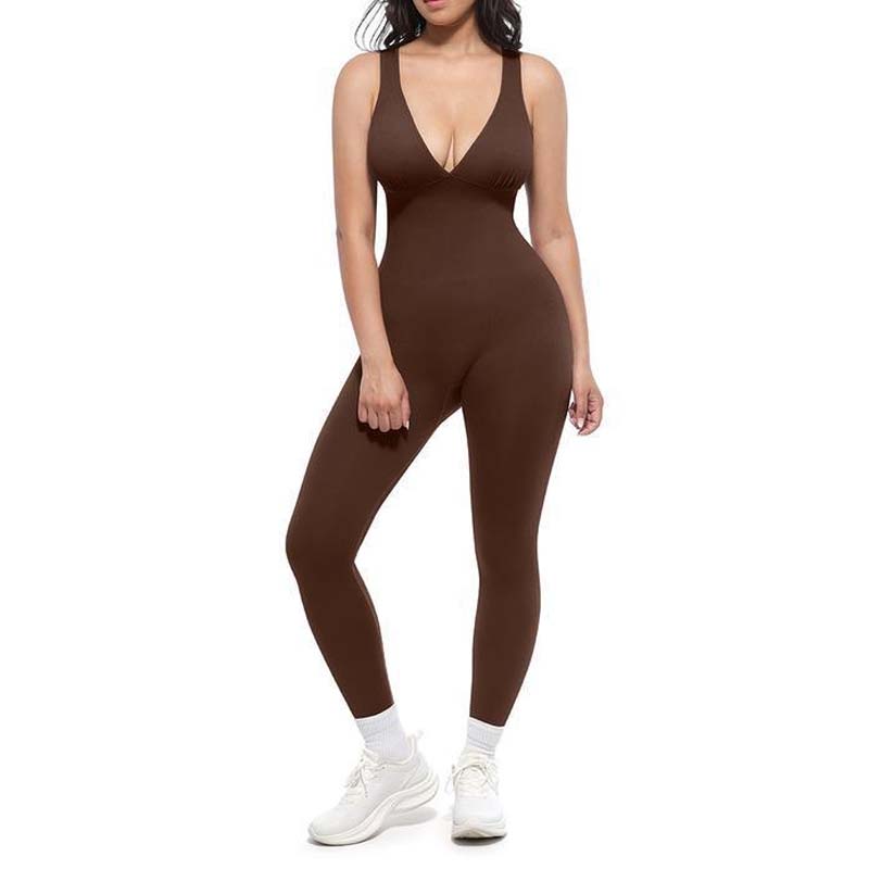 High-Stretch V-Neck Jumpsuit