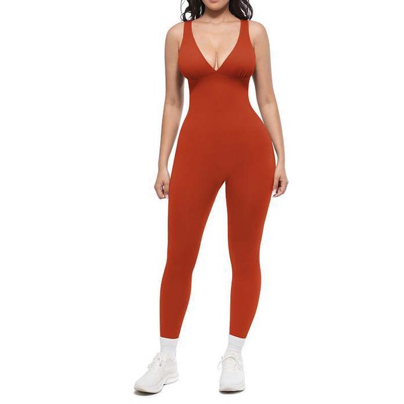 High-Stretch V-Neck Jumpsuit