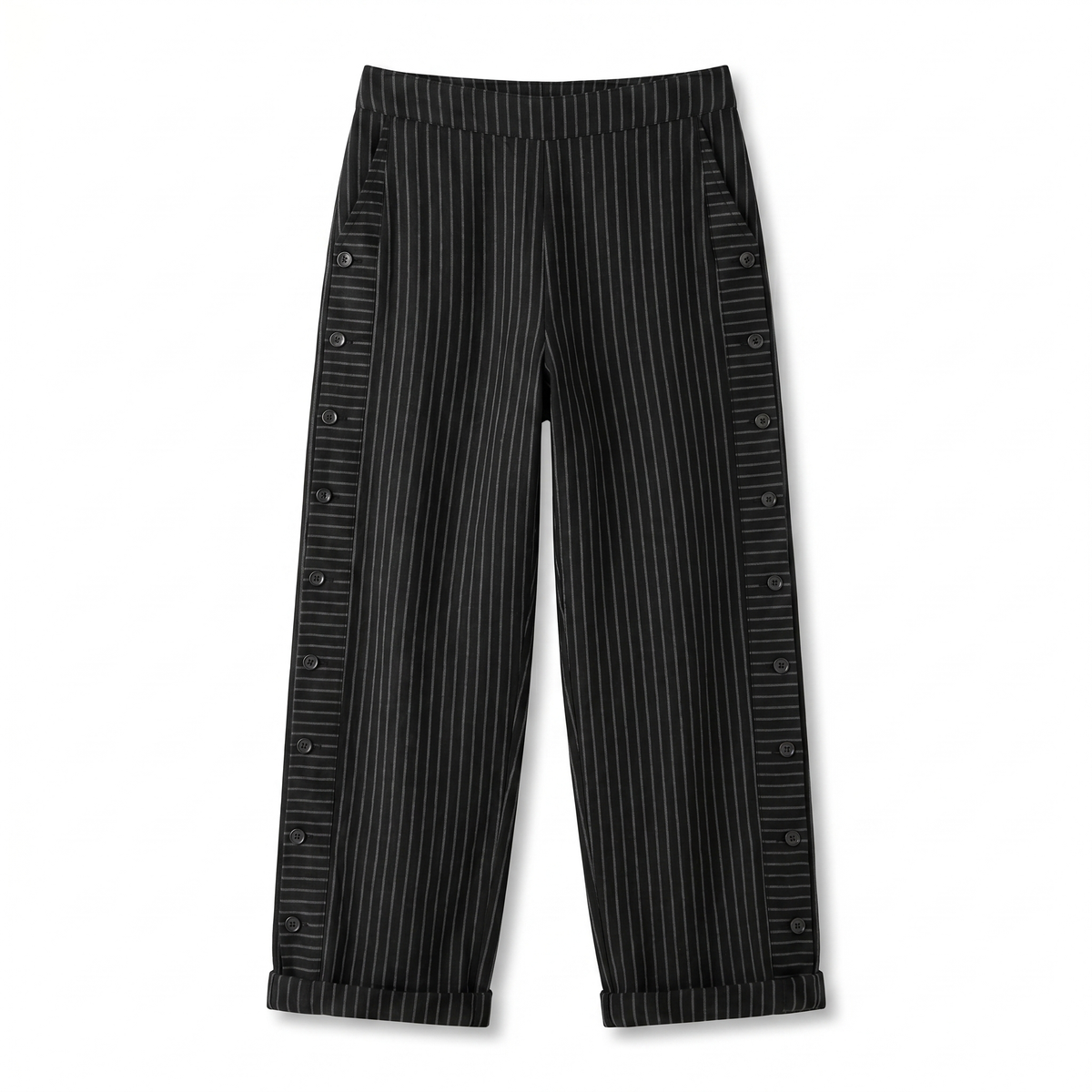 Philippa | Pinstripe Button Panel Trousers